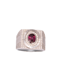 18K White Gold Diamond with Ruby Gents Ring