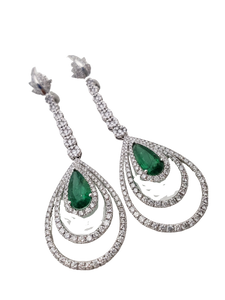 Diamond and Emerald Dangling Earring