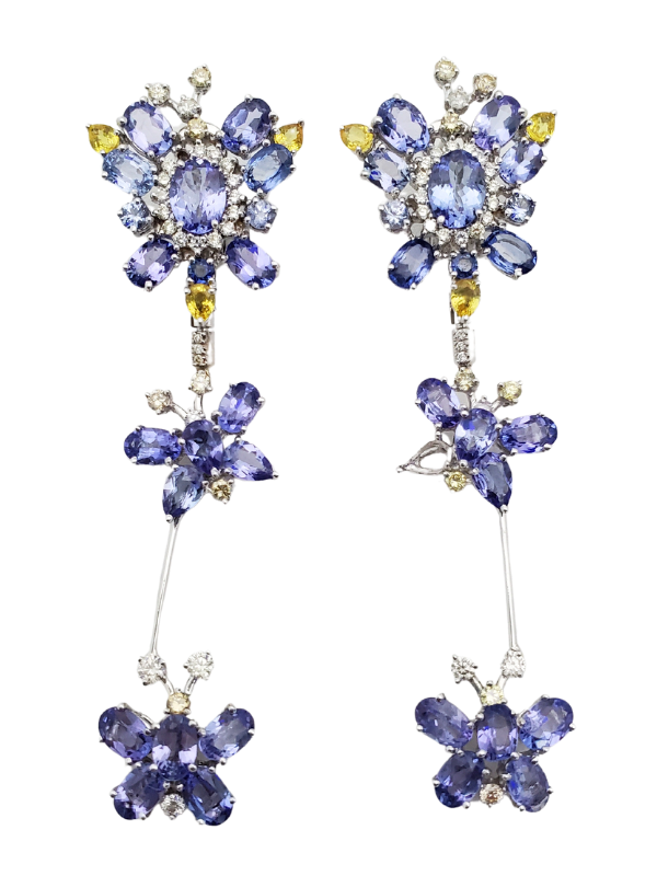 Dianmond & tanzanite Butterfly Earring