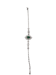 18K White Gold Diamond with Emerald Bracelet