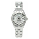 Rolex Pearlmaster 80319 White Gold 29Mm Mother Of Pear Dial12 Diamond Bezel Ladies Watch