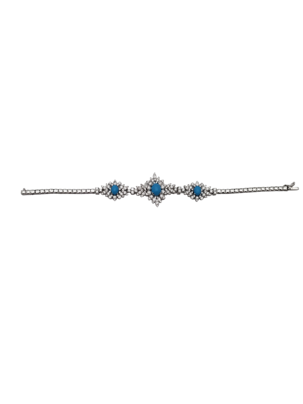 18K White Gold Diamond with Turquoise Bracelet