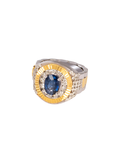 Two-Tone Gold Sapphire and Diamond Gents Ring
