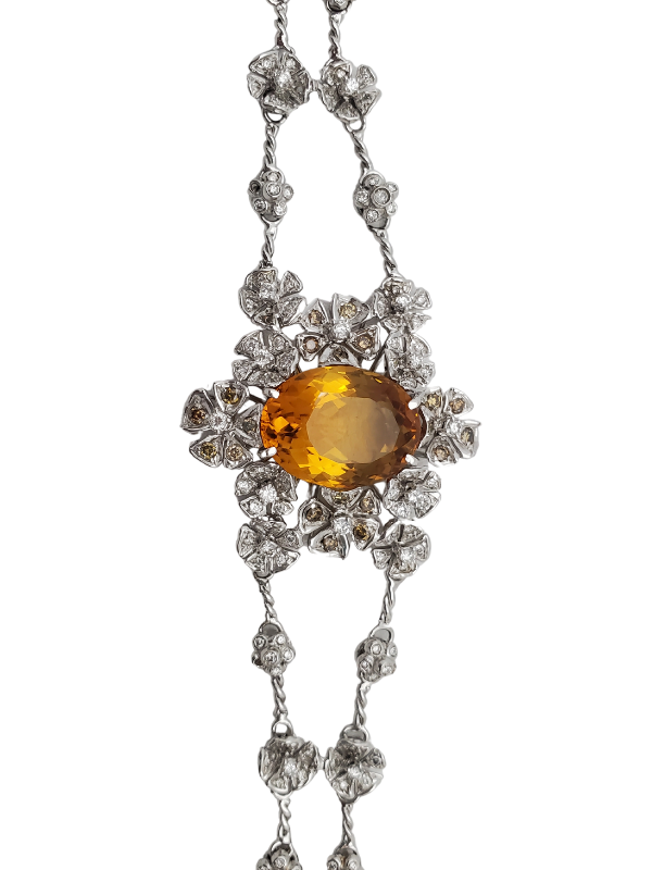 18K White Gold Diamond with Citrine Bracelet