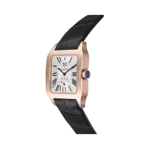 Cartier Santos Dumont W2020067 Rose Gold Silver Dial Black Strap