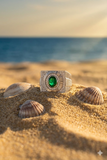 18K White Gold Diamond with Emerald Gents Ring