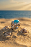 18K White Gold Diamond with Turquoise, Sapphire Ruby & Emerald Ring