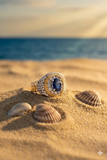 Two-Tone Gold Sapphire and Diamond Gents Ring