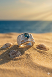 18K White Gold Diamond with Iolite Ring