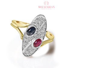 Sapphire & Ruby with Diamond Ring