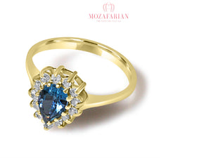 Diamond & Blue Topaz Ring