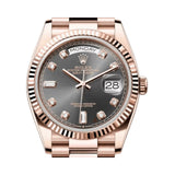 Rolex Day-Date 36 President 128235-0050 18K Everose gold Fluted Bezel Slate Gray Dial