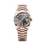 Rolex Day-Date 36 President 128235-0050 18K Everose gold Fluted Bezel Slate Gray Dial