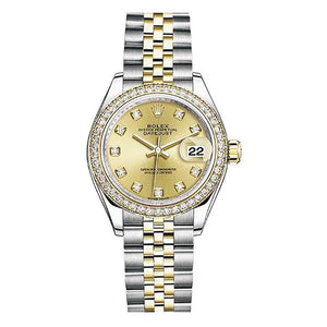 Rolex Datejust 279383Rbr Chdj 28Mm Yellow Gold And Stainless Steel Champagne Dial Diamond-Set Bezel Ladies’ Watch