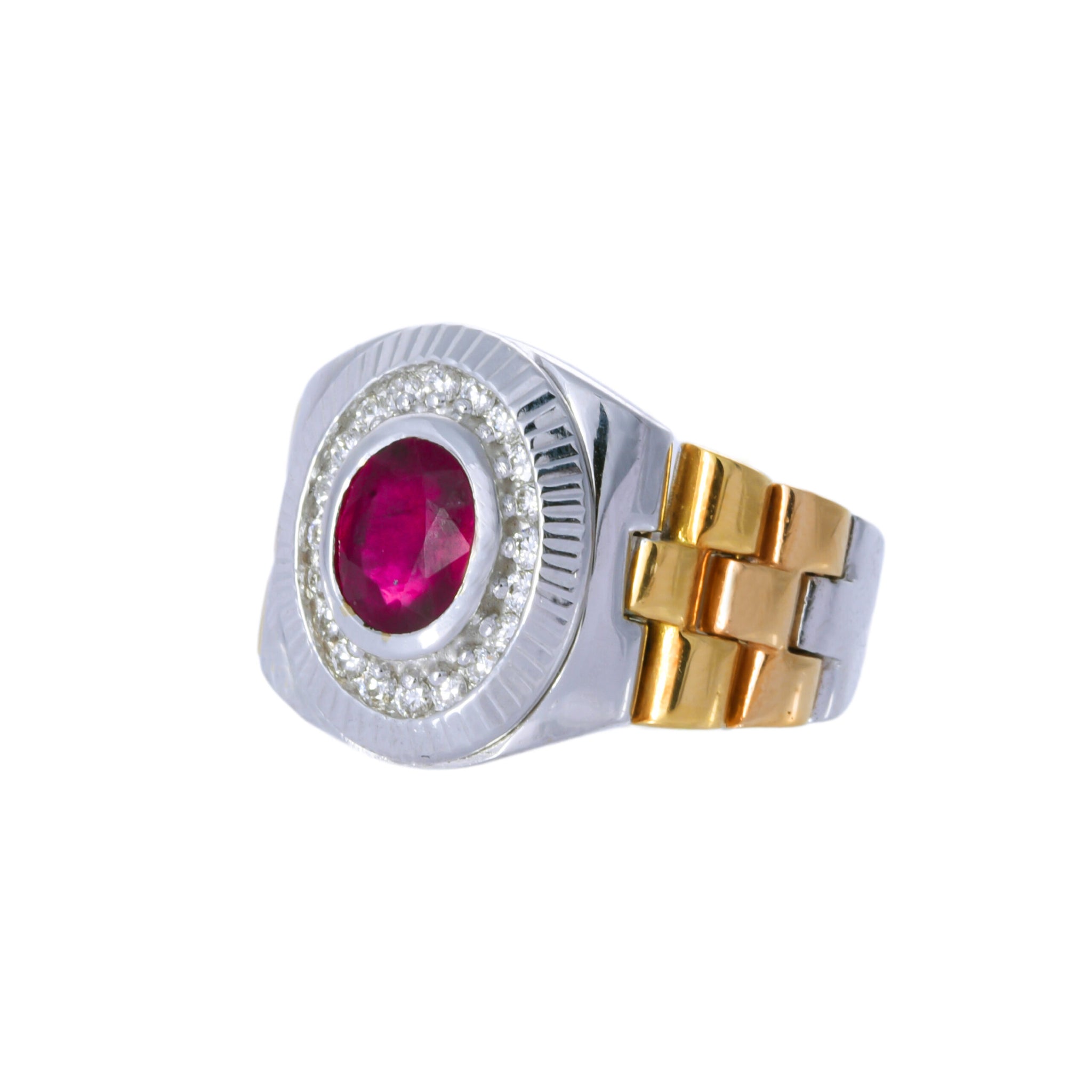 18K White Yellow Gold Ruby Ring