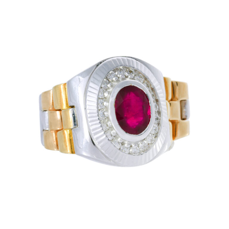 18K White Yellow Gold Ruby Ring