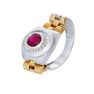 18K White Yellow Gold Ruby Ring