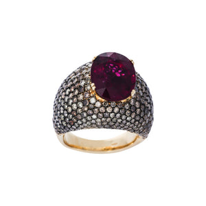 18K Ruby & Diamond Yellow Gold Ring