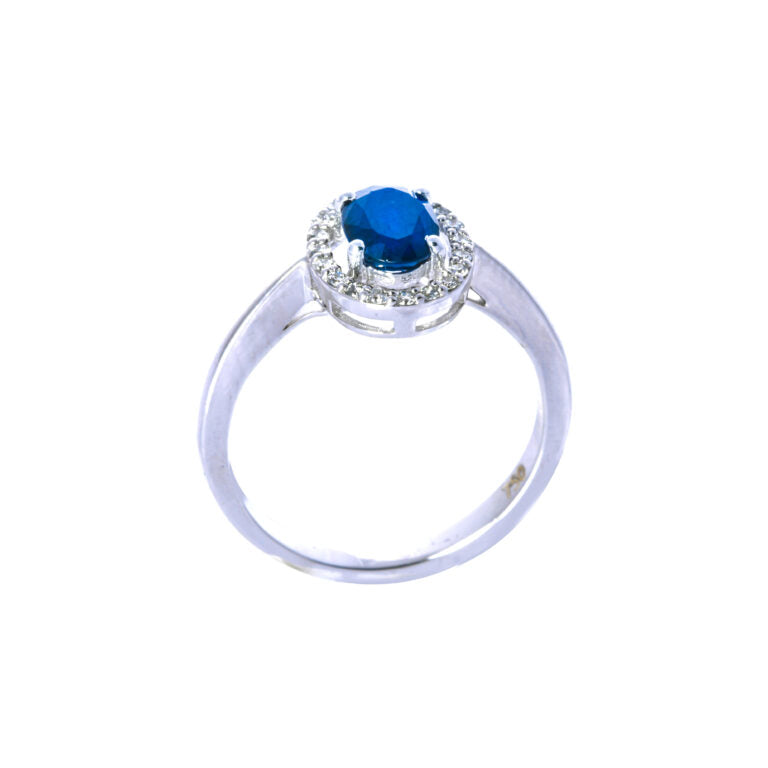 Blue Sapphire & Diamond Ring