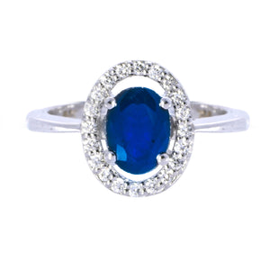 Blue Sapphire & Diamond Ring