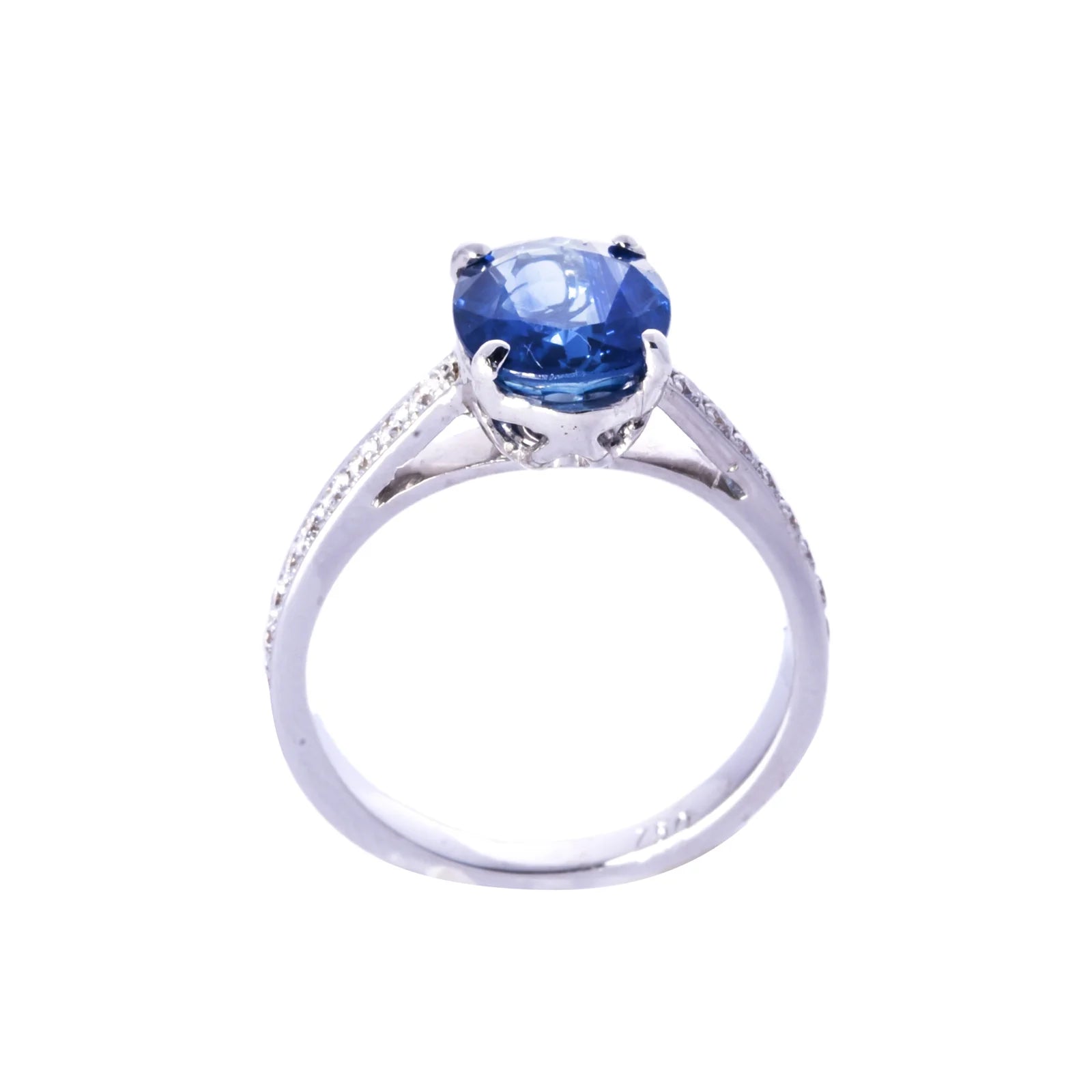 18K White Gold Sapphire Diamond Ring