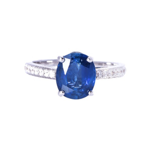 18K White Gold Sapphire Diamond Ring