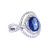 18K White Gold Tanzanite & Diamond Ring