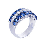 18K White Gold Blue Sapphire & Diamond Ring