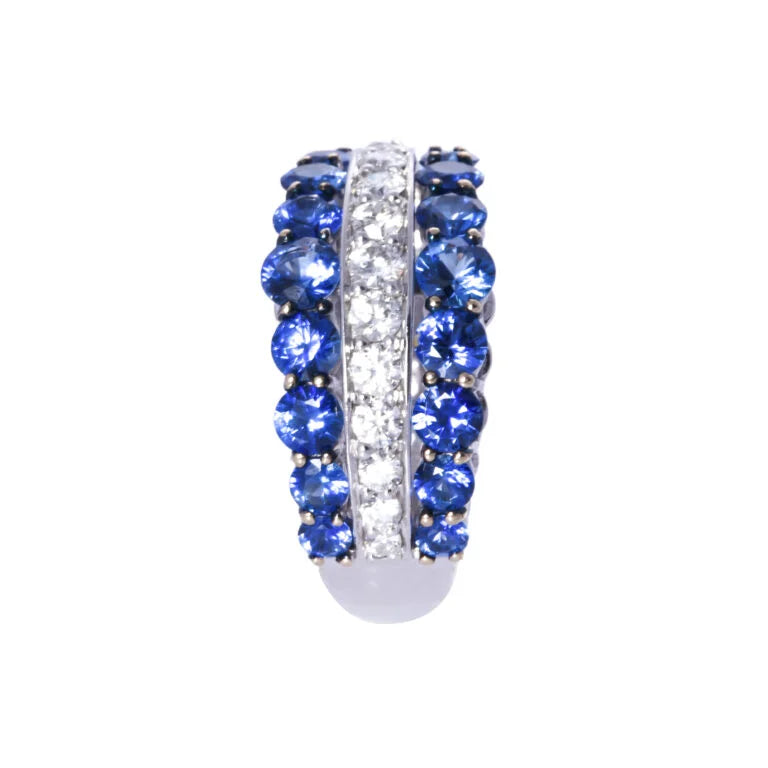 18K White Gold Blue Sapphire & Diamond Ring