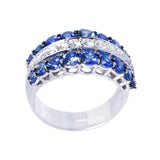 18K White Gold Blue Sapphire & Diamond Ring