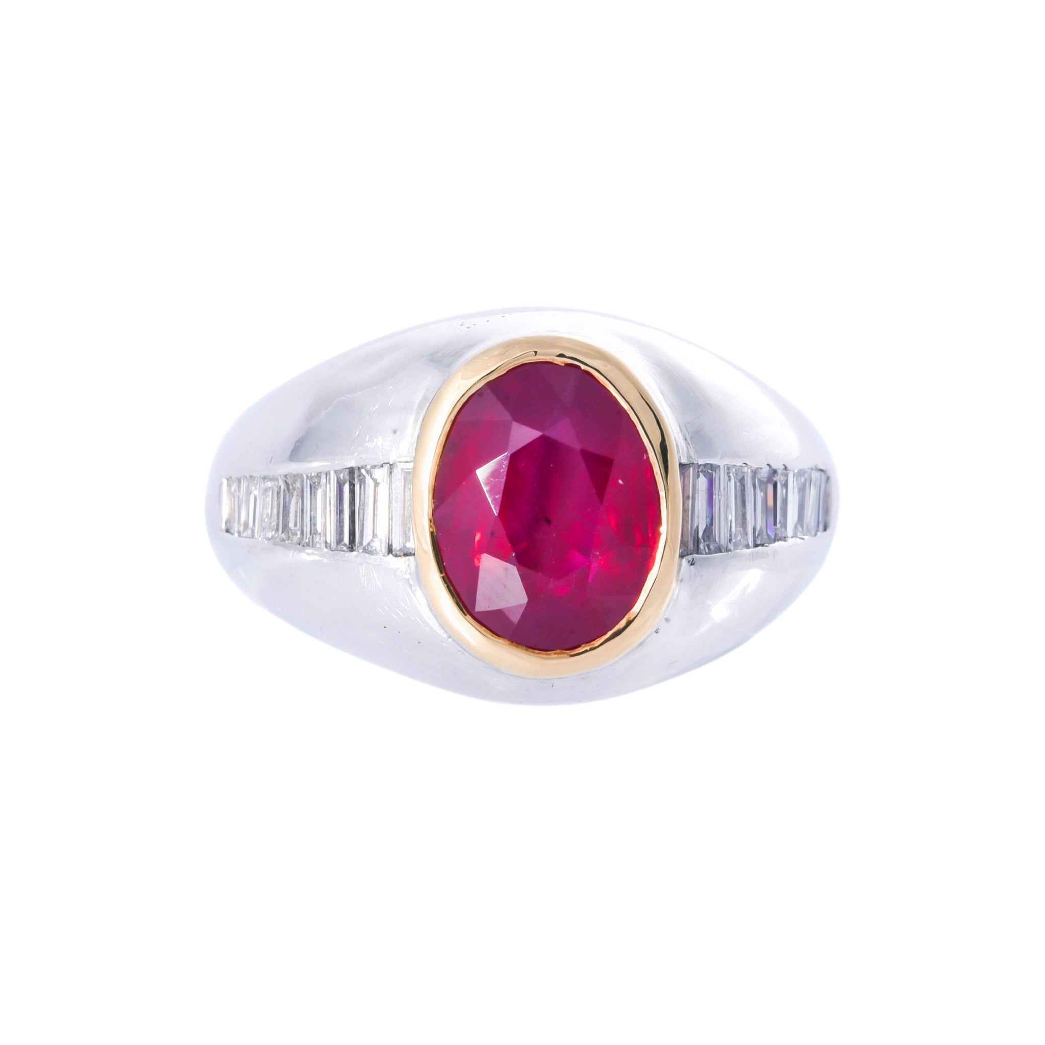 Platinum Diamond Ruby Ring