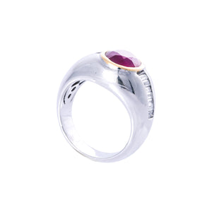 Platinum Diamond Ruby Ring