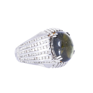 8k White Gold Green Sapphire & Diamond Ring