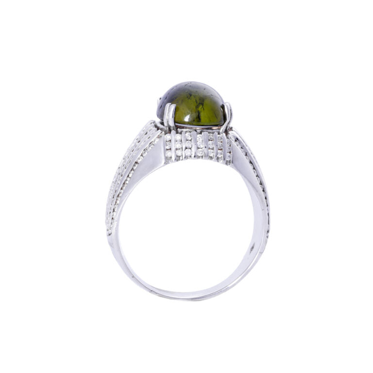 8k White Gold Green Sapphire & Diamond Ring