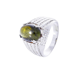 8k White Gold Green Sapphire & Diamond Ring