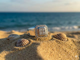 White Gold Diamond Cluster Gents Ring