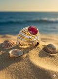 18K Yellow Gold Diamond with Ruby Gents Ring