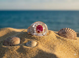 Two-Tone 18K Gold Ruby and Diamond Gents Ring