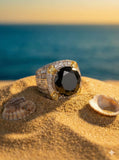 18K White Gold Diamond with Black Diamond Gents Ring