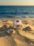 Two-Tone 18K Gold Ruby and Diamond Gents Ring