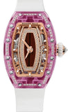 Richard Mille Rm 07-02 Pink Lady Sapphire Smokey Mother Of Pearl With Diamond-set Dial Red Gold White Rubber Straps Ladies Watch